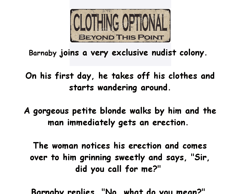 Barnaby Joins A Nudist Colony Adult Funny Jokes Jokes Of