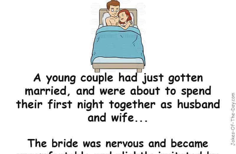 A nervous young bride became irritated by her husband - adult joke