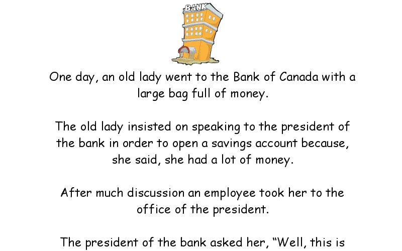 Lady goes to bank and makes a bet - Silly Joke