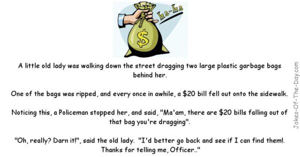 A little old lady dropping money as she walks – Funny Adult Joke ...