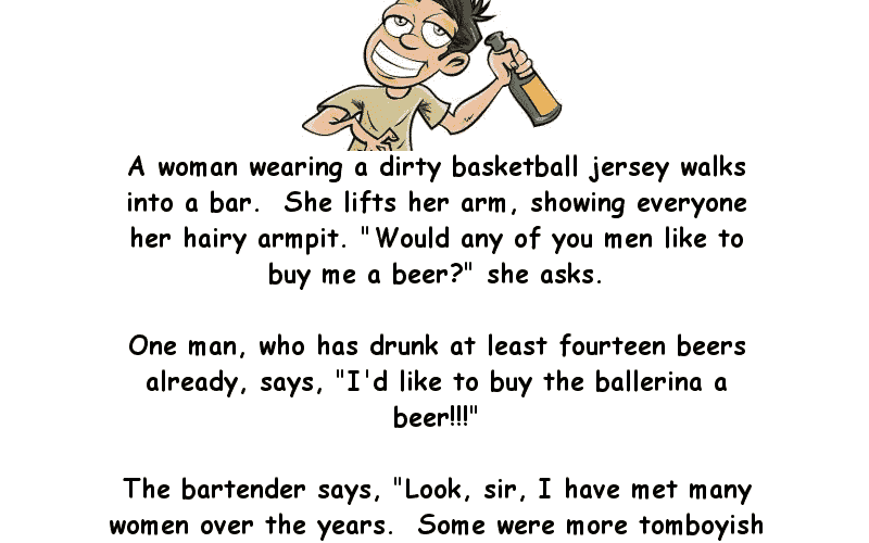 A Woman Wearing A Dirty Basketball Jersey Walks Into A Bar Funny Beer Joke