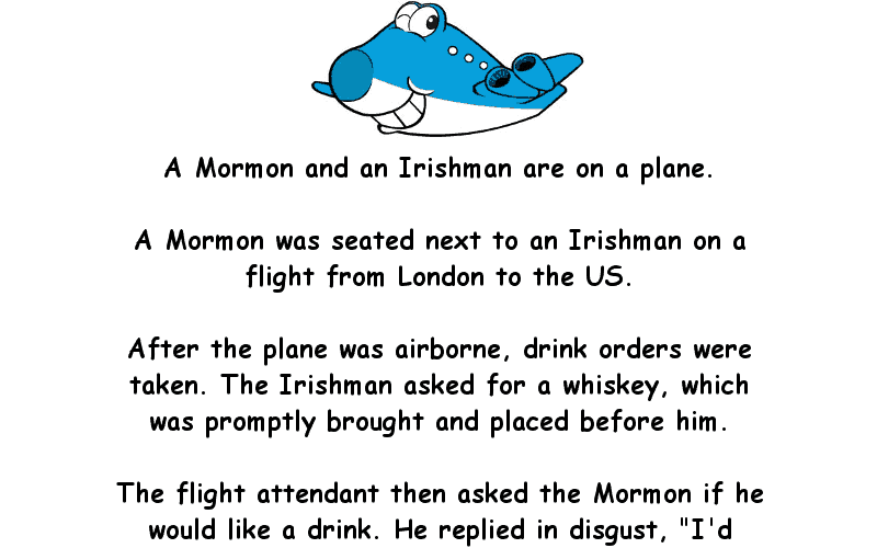 An Irishman And A Mormon Were On A Plane Funny Adult Joke Of The Day