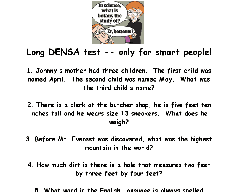 Long densa test - only for smart people - funny trivia