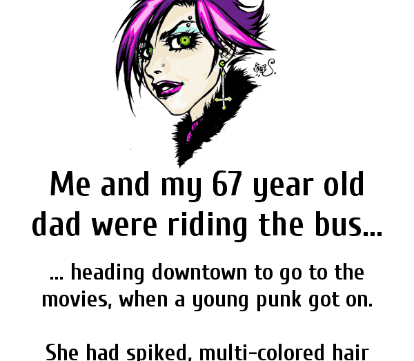 A punk girl says to a guy about being wild when younger - funny clean joke of the day