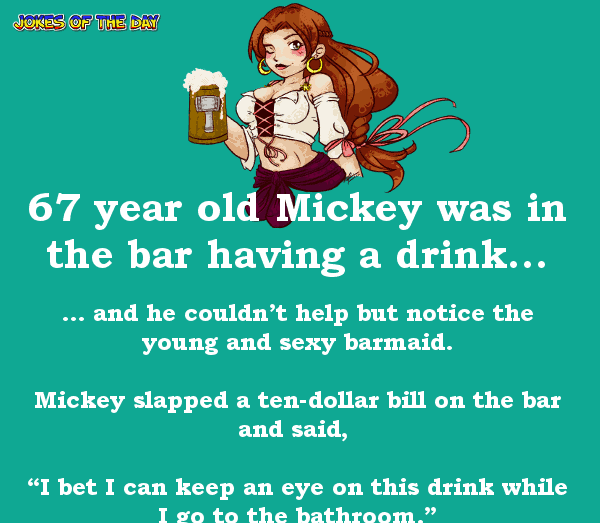 A man makes a sexy young barmaid a bet- dirty adult joke