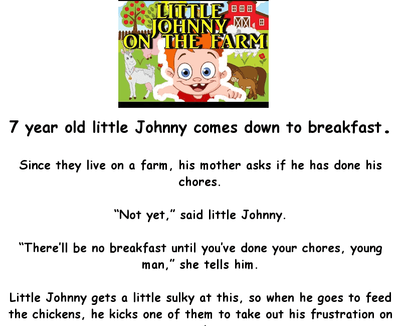 Little johnny lives on a farm - really funny joke  ‣ Jokes Of The Day 