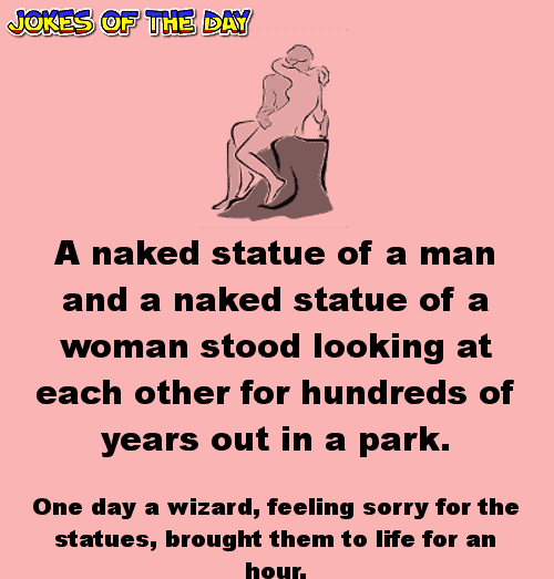 Statues of naked man and woman funny joke