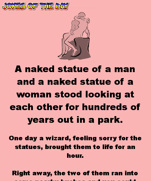 Statues of naked man and woman funny joke  ‣ Jokes Of The Day 