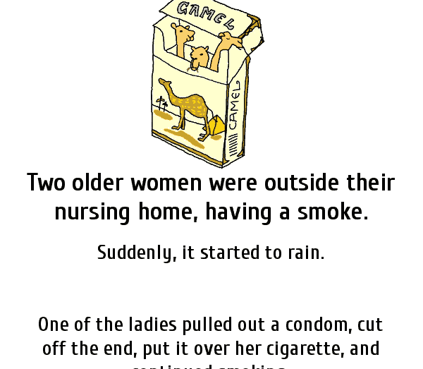 Two old ladies having a smoke - clean adult joke
