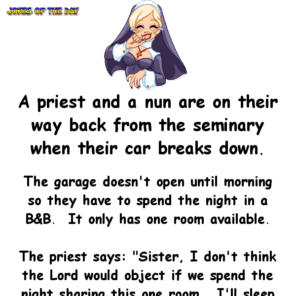 A priest and nun spend the night together - funny joke  ‣ Jokes Of The Day 