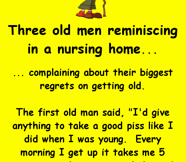 Three old men reminiscing in a nursing home