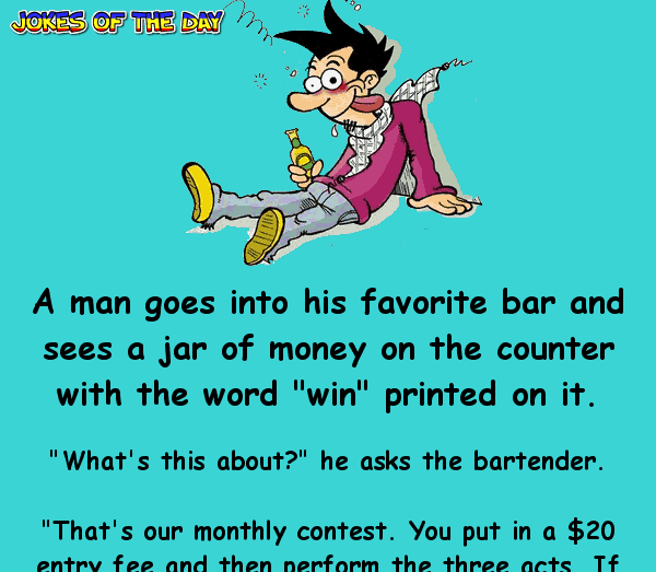 Funny Bar Joke - A man goes into his favorite bar and sees a jar of money on the counter
