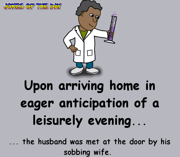 Funny Joke - His Wife was upset, the Chemist explained why