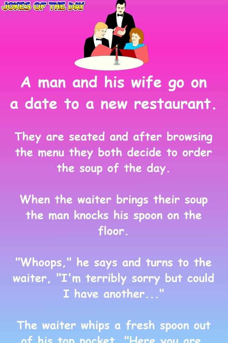 Funny Joke: A man and his wife go on a date to a new restaurant | Jokes ...