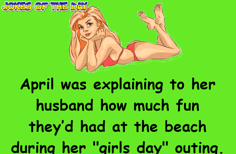 Marriage Humor - In the rough waves, she realized that the lower half of her bikini was missing