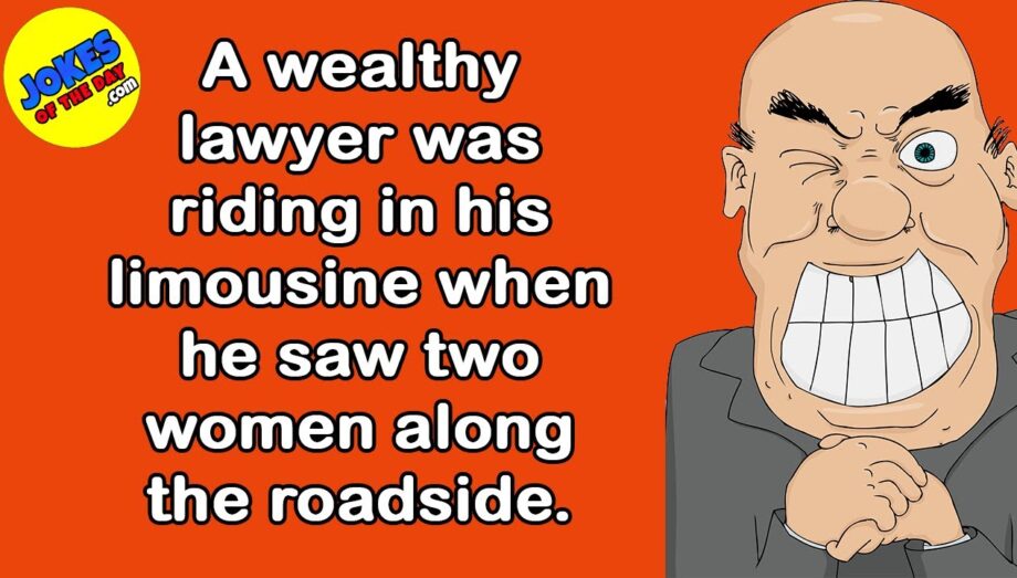 Funny Joke: A wealthy lawyer was riding in his limousine when he saw two women along the roadside