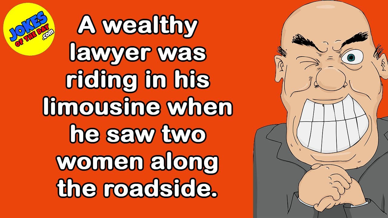 Funny Joke: A wealthy lawyer was riding in his limousine when he saw two women along the roadside