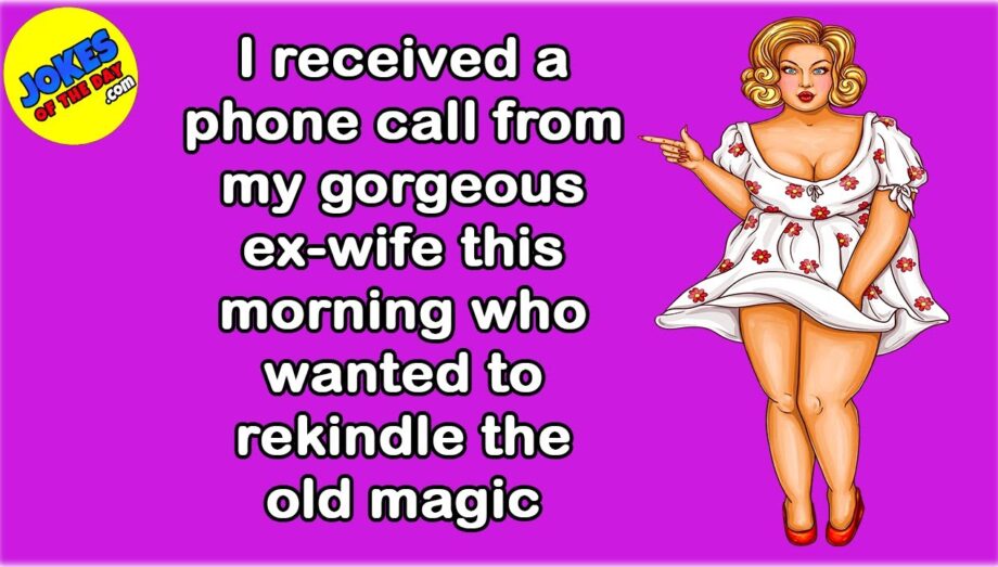 Funny Joke: I received a phone call from my gorgeous ex-wife who wanted to rekindle the old magic