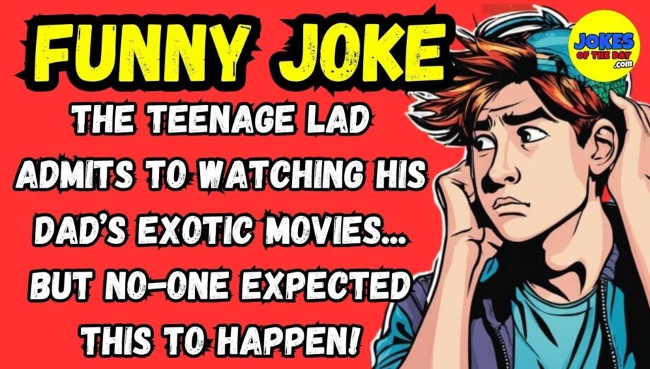 Funny Cartoon Adult Joke: The teenage lad admits to watching his dad’s exotic movies...