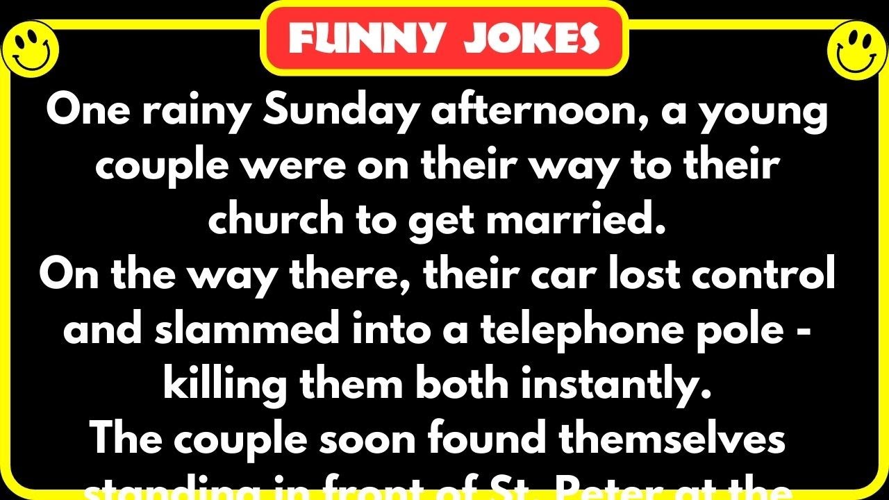 😁 FUNNY JOKES 😁 - A young couple were on their way to their church to get married...
