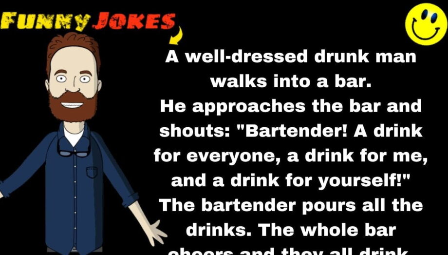 😁 FUNNY JOKES 😁 - The drunk man shouts everyone a drink... but this happens!