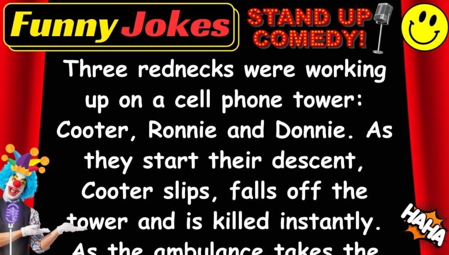 😁 FUNNY JOKES 😁 - Three Rednecks are working on a cellphone tower when one falls...